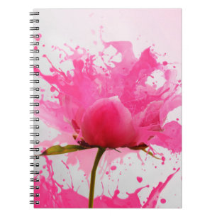 Abstracte verfplaat met roze ventilator notitieboek