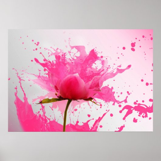 Abstracte verfplaat met roze ventilator poster (Voorkant)