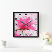 Abstracte verfplaat met roze ventilator vierkante klok (Huis)