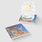 Abstracte verfplaat stenen onderzetter (Zijkant)