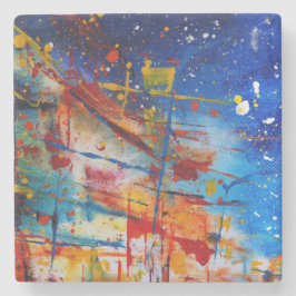 Abstracte verfplaat stenen onderzetter