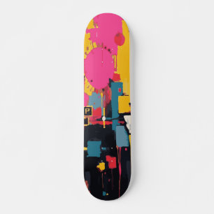 Abstracte verfspat en kleurblok-straatart persoonlijk skateboard