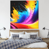 Abstracte verfspat kunst canvasprint canvas afdruk (Insitu (Slaapkamer))
