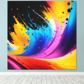 Abstracte verfspat kunst canvasprint canvas afdruk (Insitu (Houten vloer))