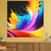 Abstracte verfspat kunst canvasprint canvas afdruk (Insitu (Woonkamer))