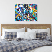 Abstracte verfspatten canvas afdruk (Insitu (Slaapkamer))