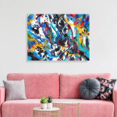 Abstracte verfspatten canvas afdruk (Insitu (Woonkamer))
