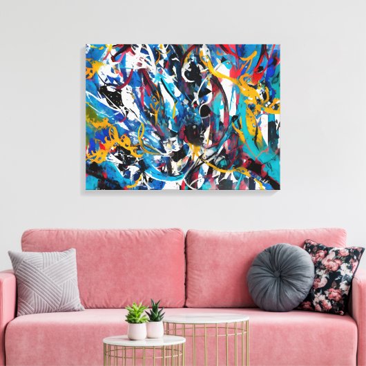 Abstracte verfspatten canvas afdruk (Insitu (Woonkamer))