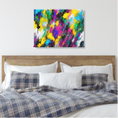 Abstracte verfspatten canvas afdruk (Insitu (Slaapkamer))