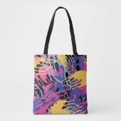 Abstracte verfspatten geel blauw roze modern. tote bag (Voorkant)