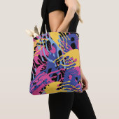 Abstracte verfspatten geel blauw roze modern. tote bag (Dichtbij)