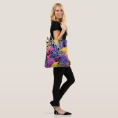 Abstracte verfspatten geel blauw roze modern. tote bag (Op model)