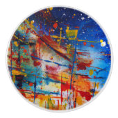 Abstracte verfspatten keramische knop (Voorkant)