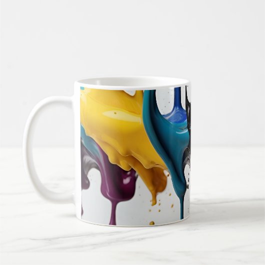 Abstracte verfspatten koffiemok (Links)