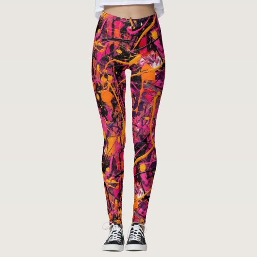 Abstracte verfspatten leggings (Voorkant)