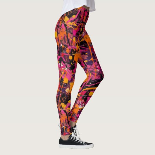Abstracte verfspatten leggings (Rechts)