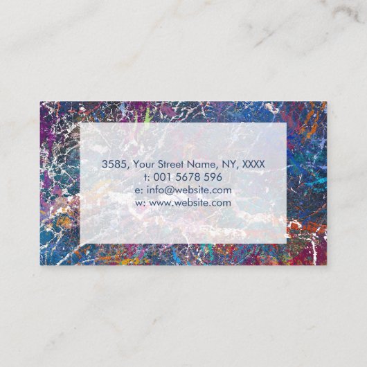 Abstracte verfspatten originele kunst visitekaartje (Achterkant)
