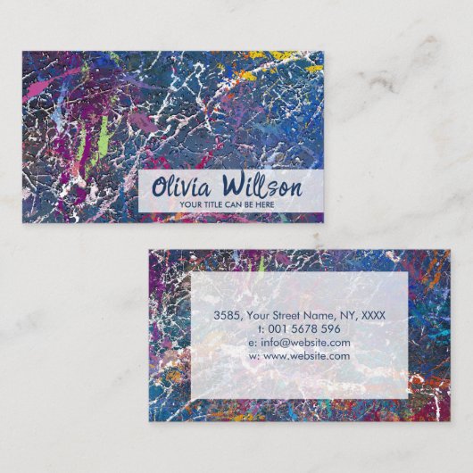 Abstracte verfspatten originele kunst visitekaartje (Voorkant / Achterkant)
