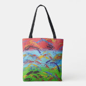 Abstracte verfspatter Originele Colorful ModernArt Tote Bag (Achterkant)