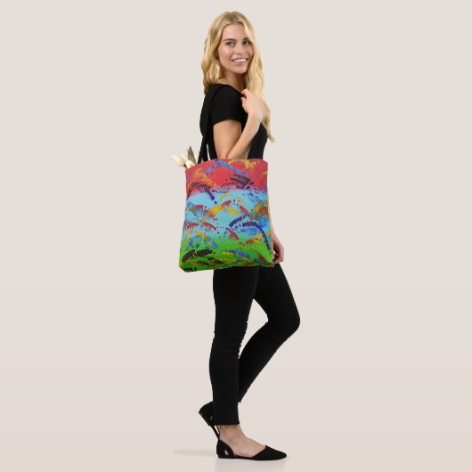 Abstracte verfspatter Originele Colorful ModernArt Tote Bag (Op model)