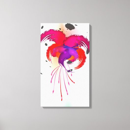 Abstracte verfspetter Fuchsia Canvas Afdruk (Voorkant)