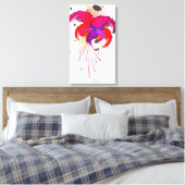 Abstracte verfspetter Fuchsia Canvas Afdruk (Insitu (Slaapkamer))