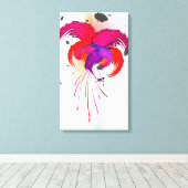 Abstracte verfspetter Fuchsia Canvas Afdruk (Insitu (Houten vloer))