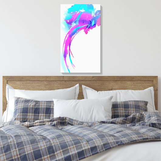 Abstracte verfspetter Lila borstroller Canvas Afdruk (Insitu (Slaapkamer))