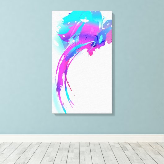 Abstracte verfspetter Lila borstroller Canvas Afdruk (Insitu (Houten vloer))