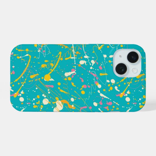 Abstracte verfsplaat iPhone 15 case (Achterkant horizontaal)