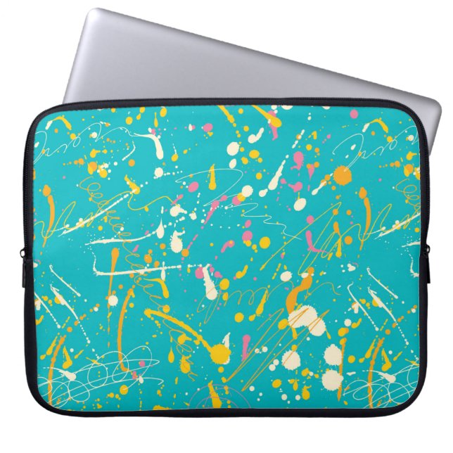 Abstracte verfsplaat laptop sleeve (Voorkant)