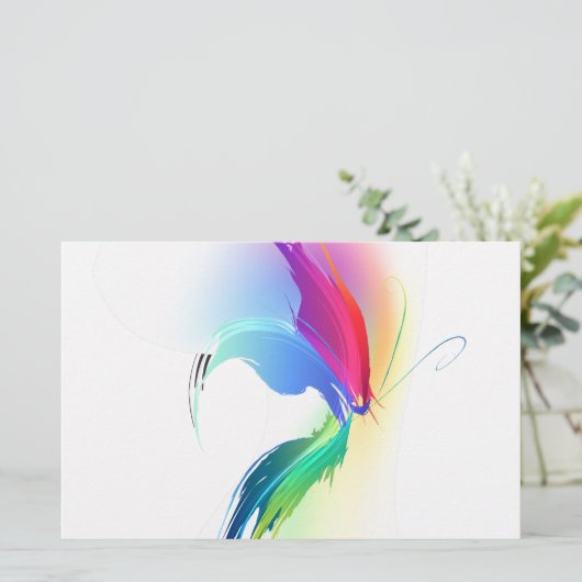 Abstracte verfsplattervlinder briefpapier (Staand voorkant)