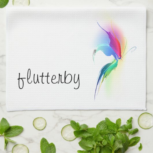 Abstracte verfsplattervlinder theedoek (Gevouwen)