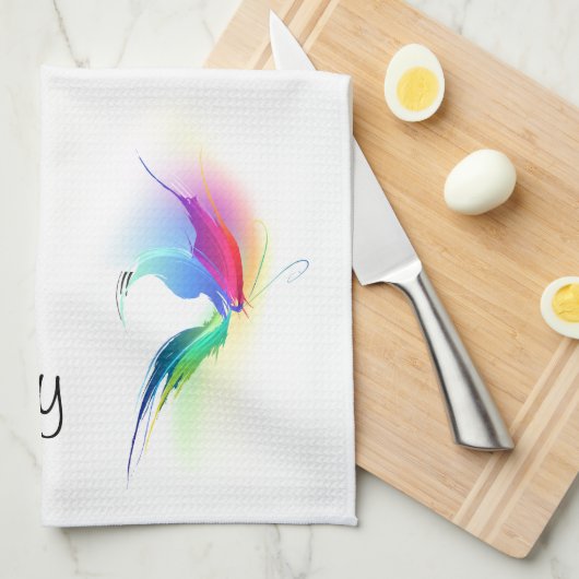 Abstracte verfsplattervlinder theedoek (Quarter Fold)