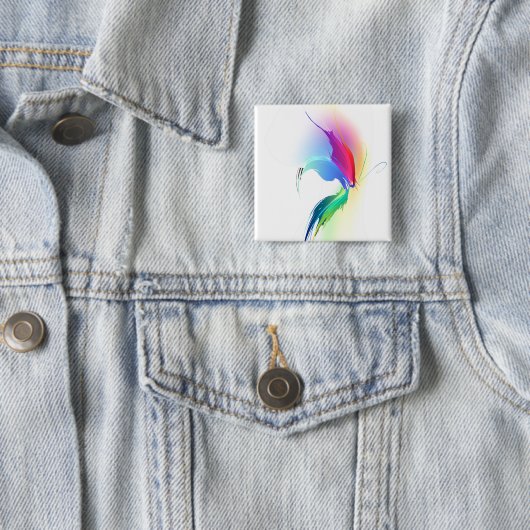 Abstracte verfsplattervlinder vierkante button 5,1 cm (In situ)