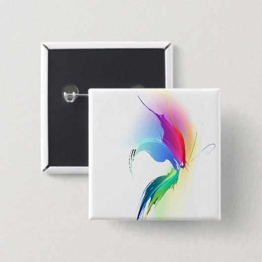 Abstracte verfsplattervlinder vierkante button 5,1 cm (Voorkant /achterkant)