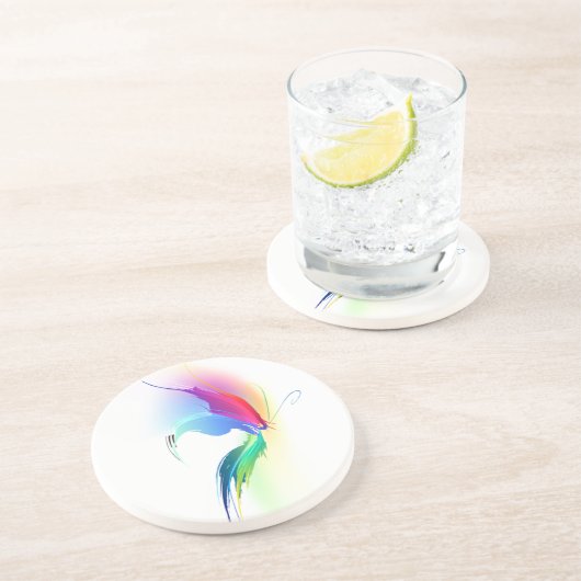 Abstracte verfsplattervlinder zandsteen onderzetter (Zijkant)