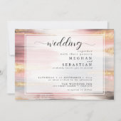 Abstracte verfstreken Blush Gouden Houtskool Kaart (Voorkant)