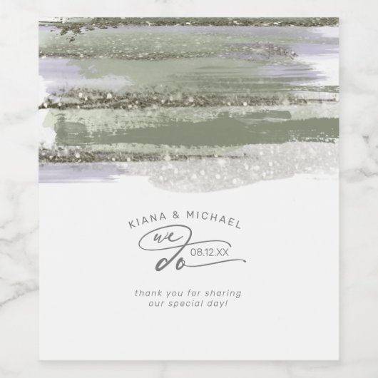 Abstracte verfstreken wij danken u groene ID886 Wijn Etiket (Enkel label)