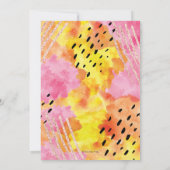 Abstracte verjaardag uitnodiging | Roze en sinaasa (Achterkant)