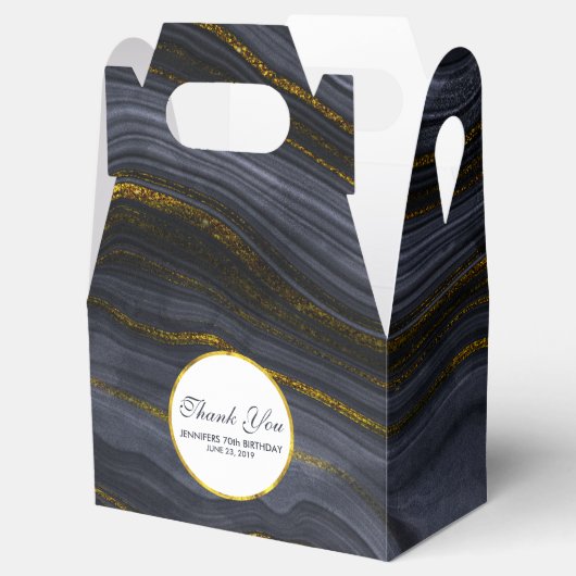 Abstracte verjaardag van de moderne zwarte en goud bedankdoosjes (Geopend)