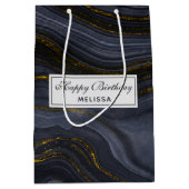 Abstracte verjaardag van de moderne zwarte en goud medium cadeauzakje (Voorkant)