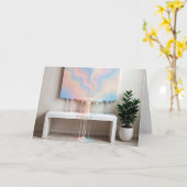 Abstracte verjaardagschildering druppelend op een kaart (Gele Bloem)