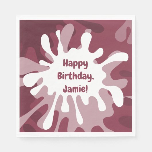 Abstracte verjaardagsfeestje bij rode vlekken servet (Voorkant)