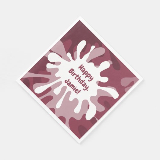 Abstracte verjaardagsfeestje bij rode vlekken servet (Hoek)