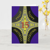 Abstracte verjaardagskaart voor een 15-jarige kaart (Gele Bloem)