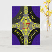 Abstracte verjaardagskaart voor een 17-jarige kaart (Gele Bloem)