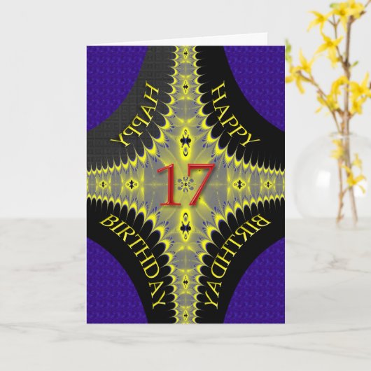 Abstracte verjaardagskaart voor een 17-jarige kaart (Gele Bloem)
