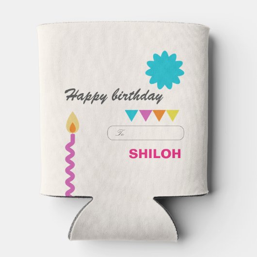 Abstracte verjaardagstaart kaarsen blikjeskoeler (Achterkant)