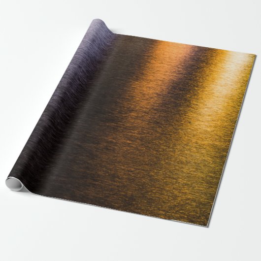 Abstracte verlichting zee glanzend gouden bronzen cadeaupapier (Uitgerold)
